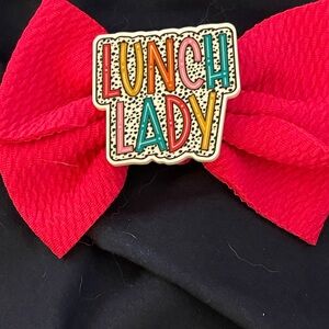 Bow with 'Lunch Lady' Pin
